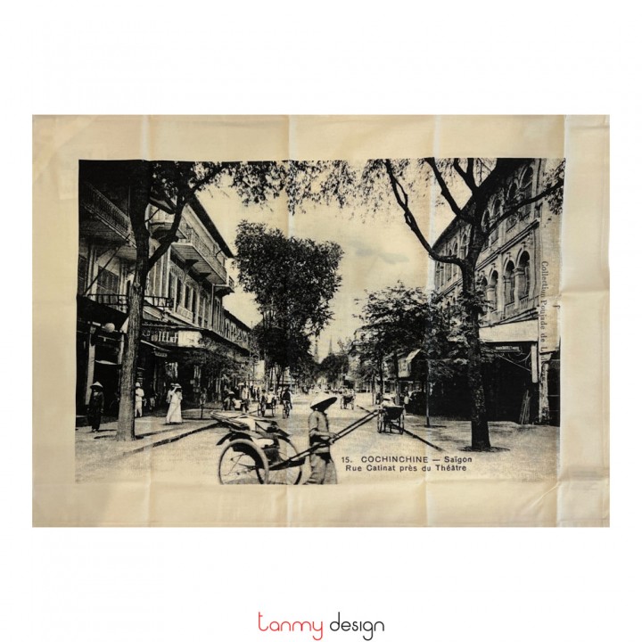Tea towel - Saigon Theatre -different colors ( white cloth - beige cloth )
